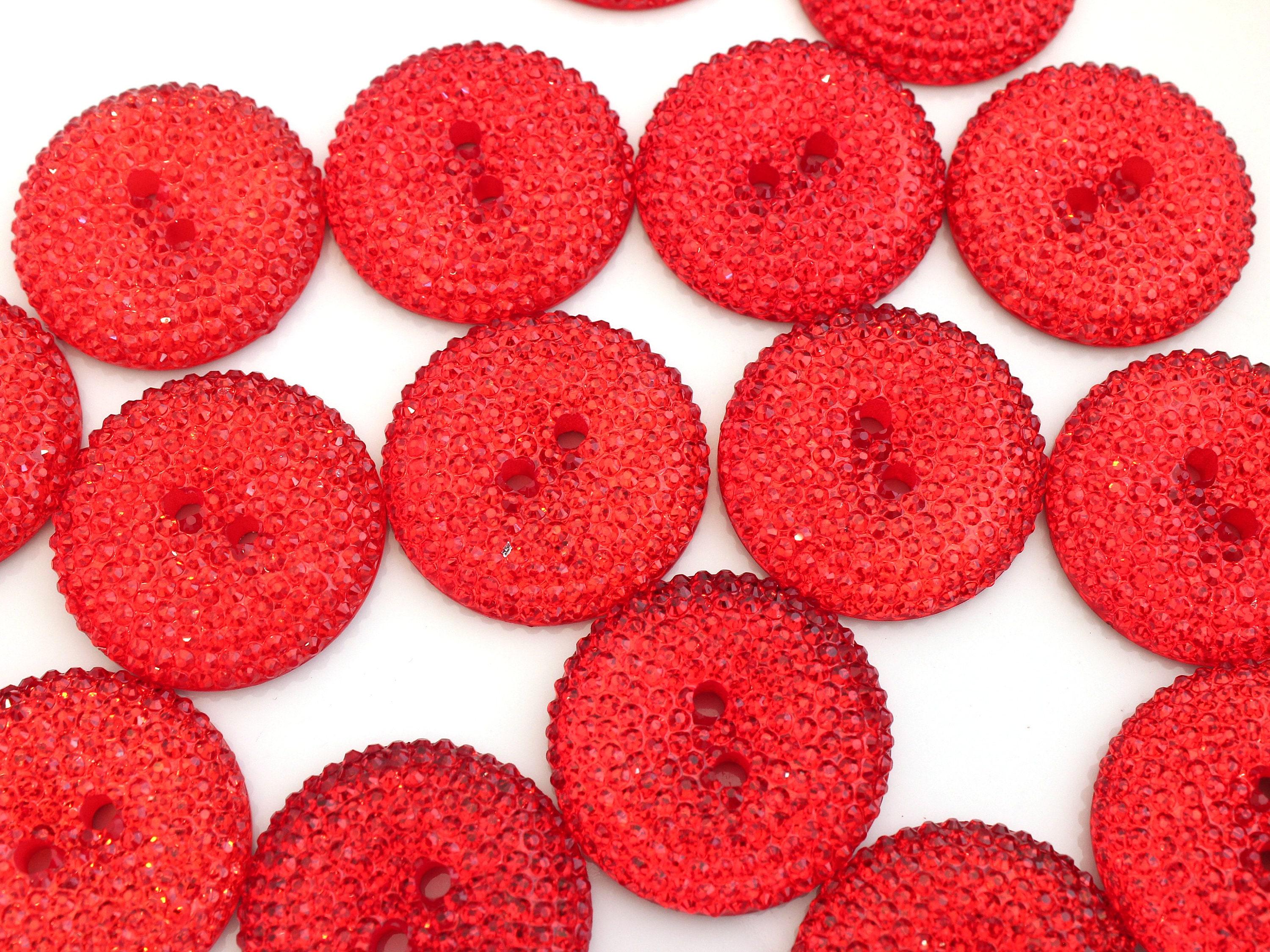 Giant RED Sparkle Buttons, Large Plastic Diamante Buttons 3cm, Extra ...