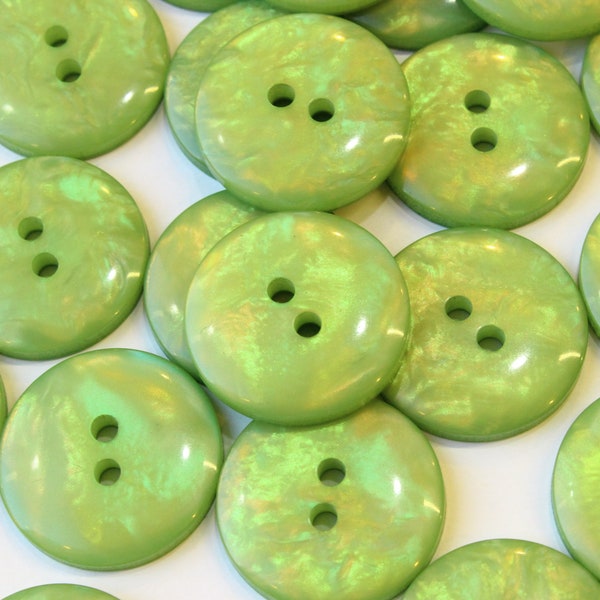 Green mother of pearl buttons, 10x leaf green buttons, pearly sheen buttons, plastic mother of pearl green shimmer buttons UK shop