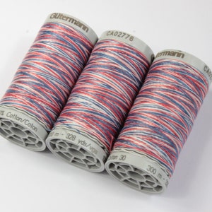 Rainbow thread, Variegated cotton thread, Gutermann variegated Sulky cotton, union jack sewing and embroidery thread, Shade 4105, UK shop