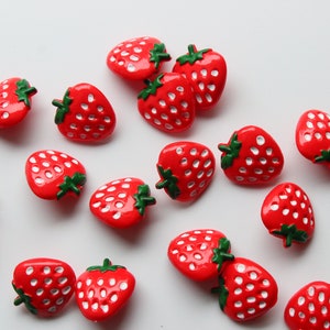 Strawberry buttons, children's buttons, novelty buttons, fruity buttons, UK haberdashery