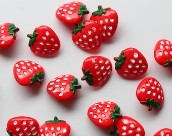 Strawberry buttons, children's buttons, novelty buttons, fruity buttons, UK haberdashery