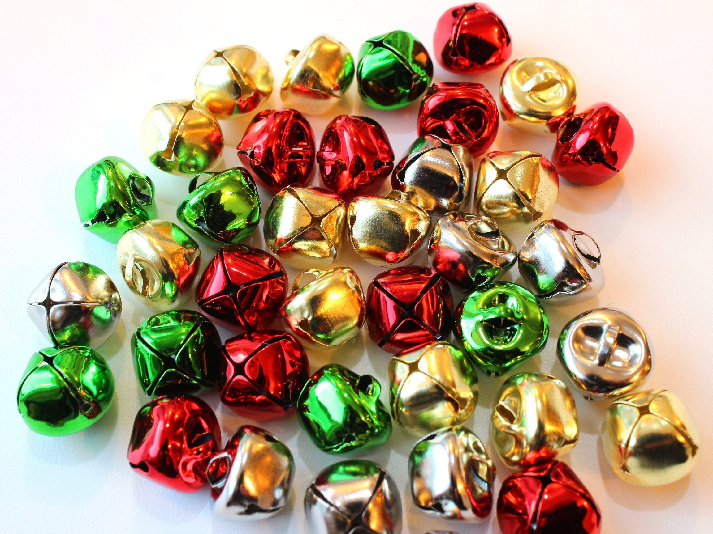 Wreath Cylinder 10 Bells/ Old World Bells/ Tin Bells/ Sleigh Jingle Bells /  Christmas Decorations Bells for Crafts / 1.75 Inch 