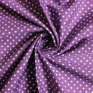 Purple spotty cotton, pure cotton royal purple mini stars fabric, Rose and Hubble poplin, bright purple cotton, quilting crafting fabric