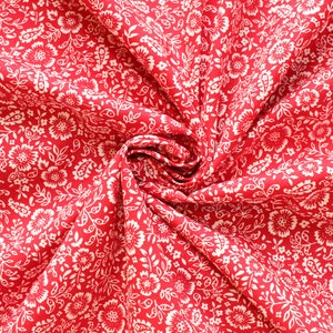 Rot geblümte Baumwolle, reiner Baumwoll-Blumen-Stoff, Rose and Hubble Popeline, Baumwolle mit botanischem Blumendruck, Quilt- und Bastelstoff,