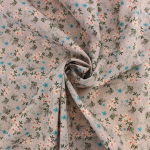Ditsy Floral Cotton Fabric: Rose & Hubble Grey Poplin