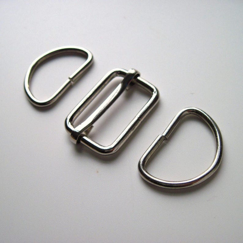 silver bag strap adjuster, 1" silver slider