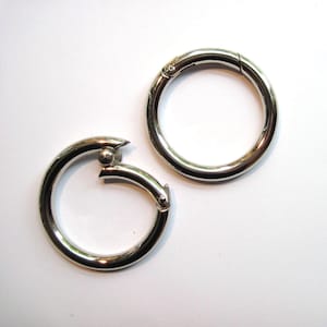 Hinged snap ring, silver snap ring, antique brass snap ring, making making rings, bag repair snap rings, bag making hardware, UK bag repairs image 1