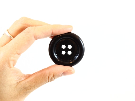 Large BLACK Buttons Big Plastic Buttons 3.9cm UK Sewing and