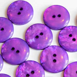Purple mother of pearl buttons, 10x royal purple buttons, pearly sheen buttons, plastic mother of buttons, pink shimmer mermaid buttons UK