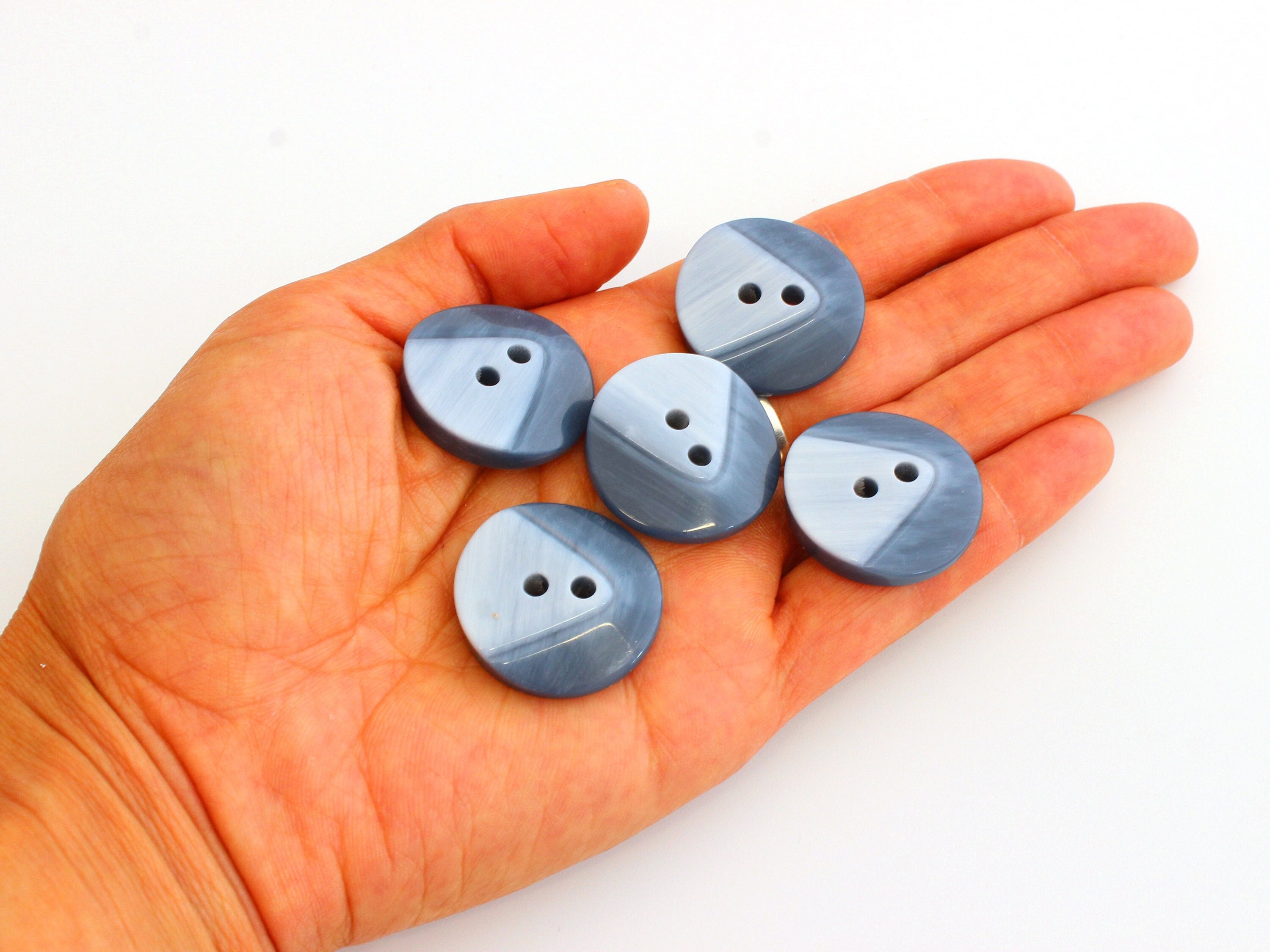 Chunky Blue Buttons, 10x Two Tone Blue Coat Buttons, Winter Jumper Buttons,  Cardigan Buttons, Sewing and Repairs Supplies UK 