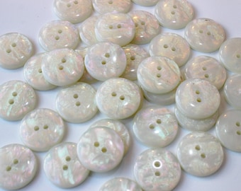 WHITE mother of pearl buttons, white shimmer mermaid buttons, pearly sheen buttons, plastic mother of buttons, white glitter buttons UK shop