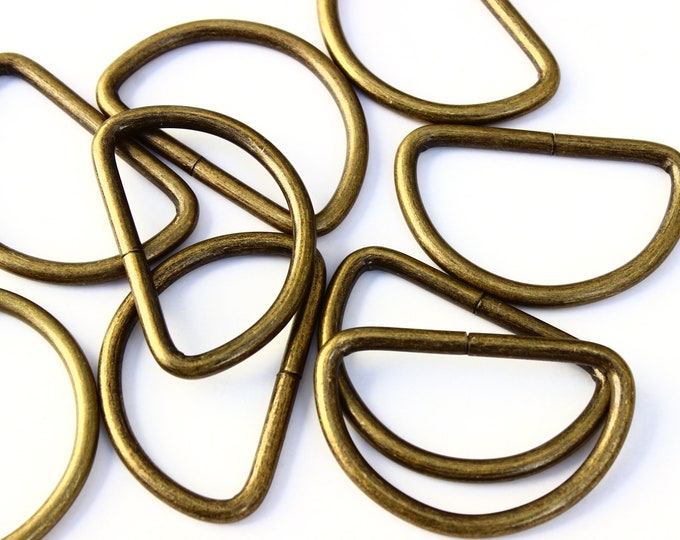 Antique Brass D Rings Pack, Bag Making Supplies, Bag Handle D Rings, Bronze Brass Fittings, UK