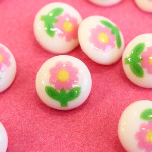 10x cute flower buttons, pink flower shank backing buttons, buttons for children and baby girl clothes, UK sewing and knitting supplies