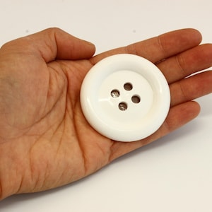 Giant WHITE buttons, Giant plastic buttons 5cm, extra large buttons, huge white button, UK giant buttons, UK buttons shop, coat buttons