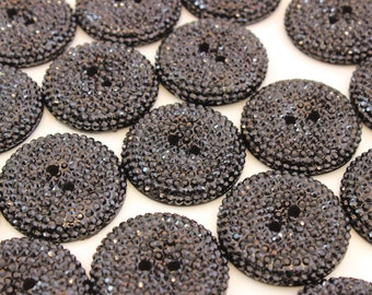 Giant BLACK sparkle buttons, large plastic diamante buttons 3cm, extra large prom dress buttons, huge black button, UK  shop, coat button