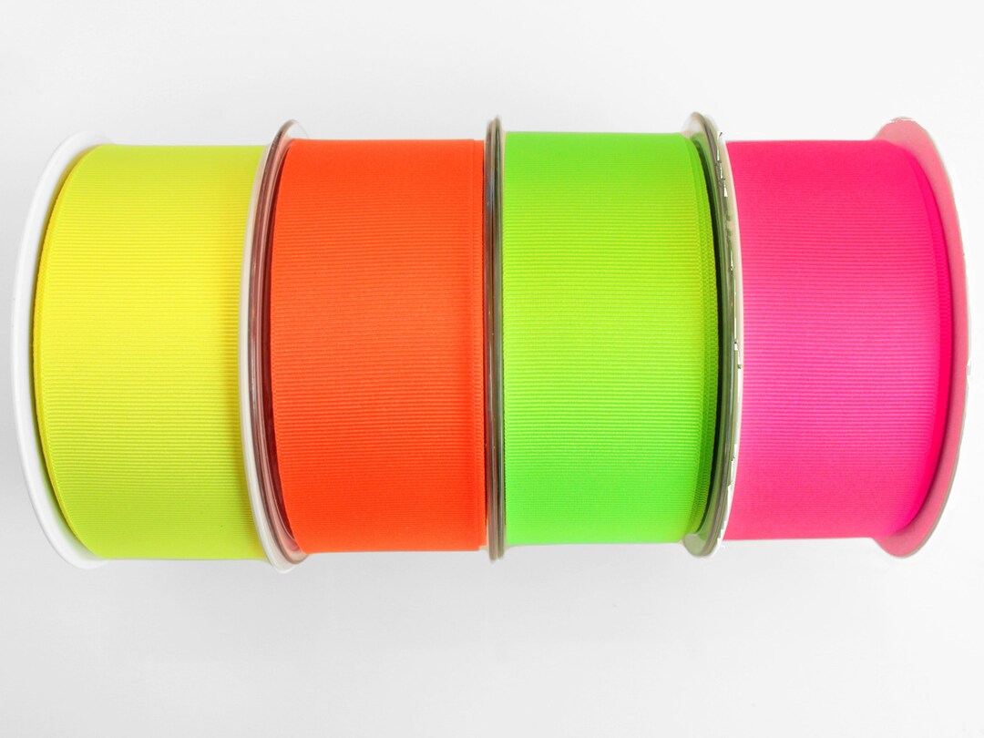 Neon GREEN Ribbon, Extra Wide Fluorescent GREEN Ribbon, Hi Viz Ribbon