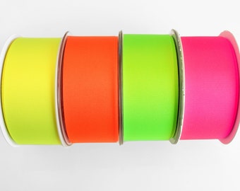 Neon ORANGE ribbon, extra wide fluorescent ORANGE ribbon, hi viz ribbon, 40mm neon ribbon, neon trim, UK haberdashery, sewing supplies uk