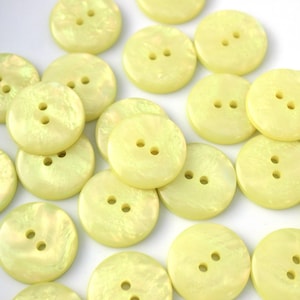 YELLOW mother of pearl buttons, tropical mermaid buttons, pearly sheen buttons, plastic mother of pearl sunshine buttons, spring buttons UK