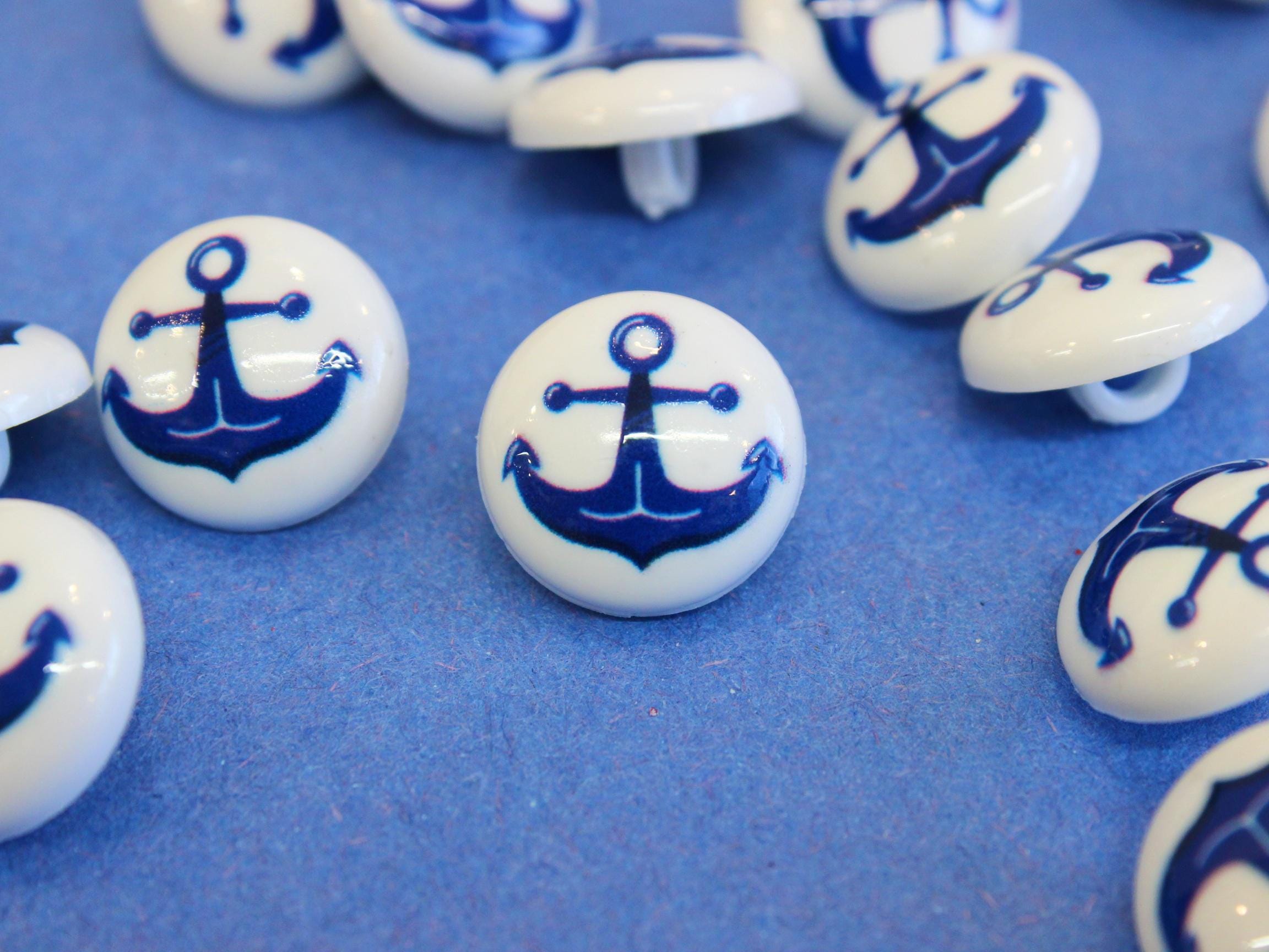 Lot De 24 Boutons Ancre Marine En Métal Argenté - Diamètre 20,5 Mm - Queue Longue - Fabriqué En France