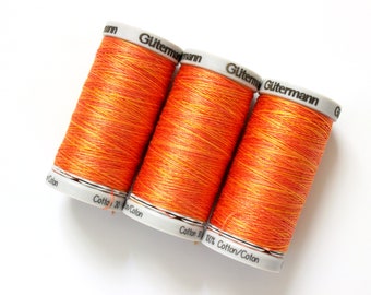 Oranje en geel bonte katoenen draad, Gutermann bonte Sulky katoen, veelkleurige naai- en borduurgaren, Shade 4003, UK