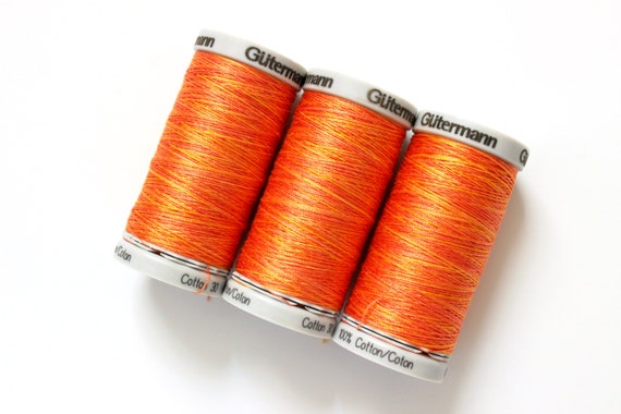 Orange and Yellow Variegated Cotton Thread, Gutermann Variegated