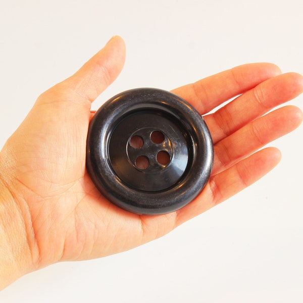 Boutons NOIR géants, boutons en plastique super extra larges 6,5 cm, gros bouton, énorme bouton noir, boutons géants britanniques, boutons britanniques bouton de manteau