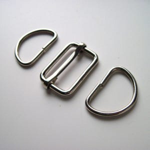 1 1/2&quot; silver bag strap adjuster and D rings set, bag making supplies, bag making hardware, bag straps UK shop, bag making haberdashery