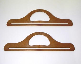 Asas de bolso con efecto madera, par de asas de bolso, asas de bolso marrón, suministros para hacer bolsos, suministros para hacer carteras, herrajes para hacer carteras, tienda en el Reino Unido