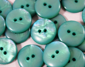 Turquoise mother of pearl buttons, 10x aqua mermaid buttons, pearly buttons, plastic mother of pearl blue green buttons, mermaid buttons