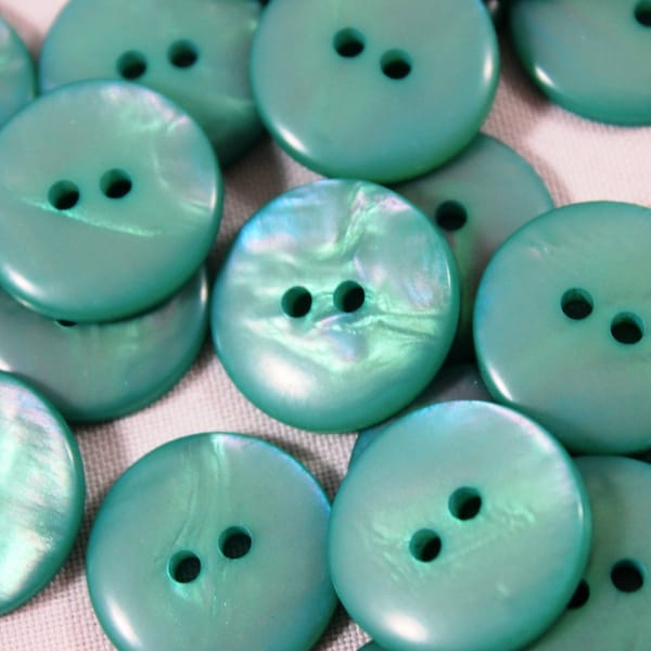 Boutons en nacre turquoise, 10x boutons sirène turquoise, boutons nacrés, boutons en plastique nacre bleu-vert, boutons sirène