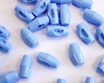 10x mini toggle buttons for children and baby clothes, baby blue small plastic toggles UK, buttons for handmade knits, UK shop