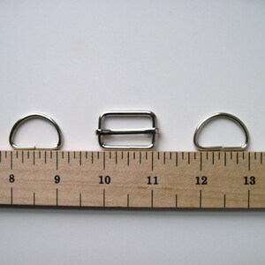 1" Bag slider & D rings set silver, bag making supplies, bag handles, bag strap adjuster, bag making hardware, purse notions, UK SHOP image 3