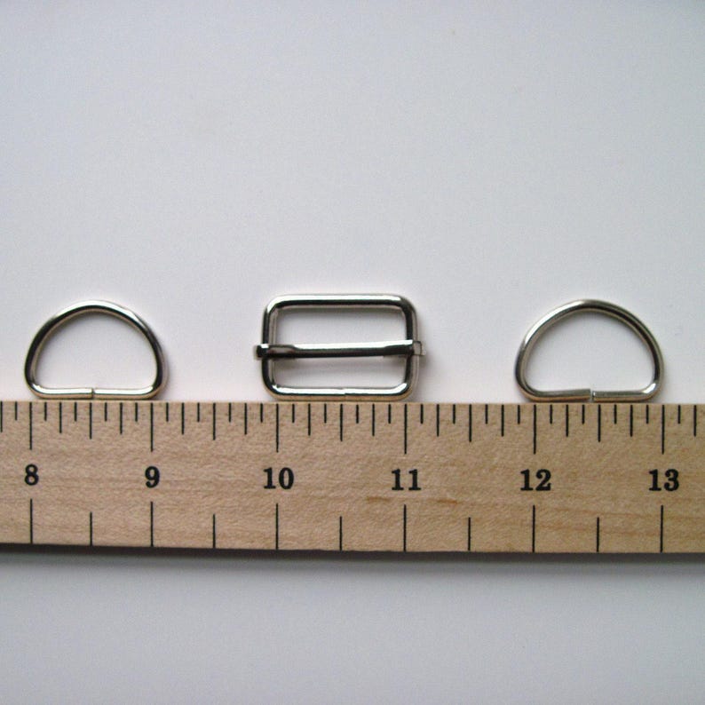 1" Bag slider & D rings set silver, bag making supplies, bag handles, bag strap adjuster, bag making hardware, purse notions, UK SHOP image 3