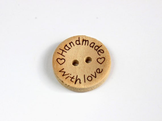 Handmade With Love Buttons, Buttons for Handmade Gift, Handmade Gift  Buttons, Wooden Buttons, Baby Gift Buttons, Buttons for Knitwear, UK -   Denmark