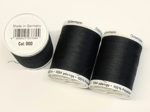 Black Gutermann Sew All Thread, Shade 000 Gutermann Polyester Sewing Thread,  UK Dressmaking Supplies, Gutermann Colour 000, UK Supplies 