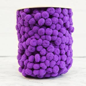 PURPLE pom pom trim - 5m, Bertie&#39;s Bows pompom trim, sewing and craft trim, upcycling supplies, haberdashery UK shop, sewing supplies