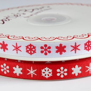 Kerstlinten, sneeuwvloklint, rood en wit kerstsneeuwvloklint, kerstlinten, handgemaakte cadeauverpakking, cadeaupapierlinten, VK