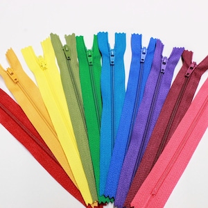 12" zips, 12 inch zips, 30cm assorted zippers, bag making supplies, dressmaking zips, cushion zips, uk craft and sewing supplies image 2