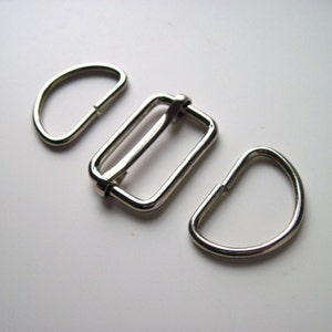 1 1/2" silver bag strap adjuster and D rings set, bag making supplies, bag making hardware, bag straps UK shop, bag making haberdashery