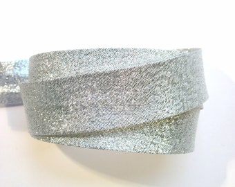 Metallic silver bias binding, silver bias tape, festive bias tape, metallic bias tape, sewing supplies, dressmaking costume supplies UK shop