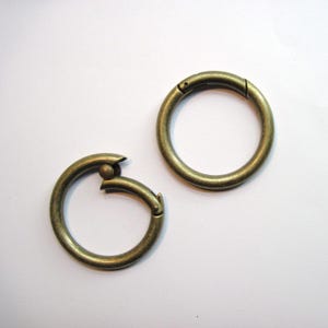 Hinged snap ring, silver snap ring, antique brass snap ring, making making rings, bag repair snap rings, bag making hardware, UK bag repairs image 2