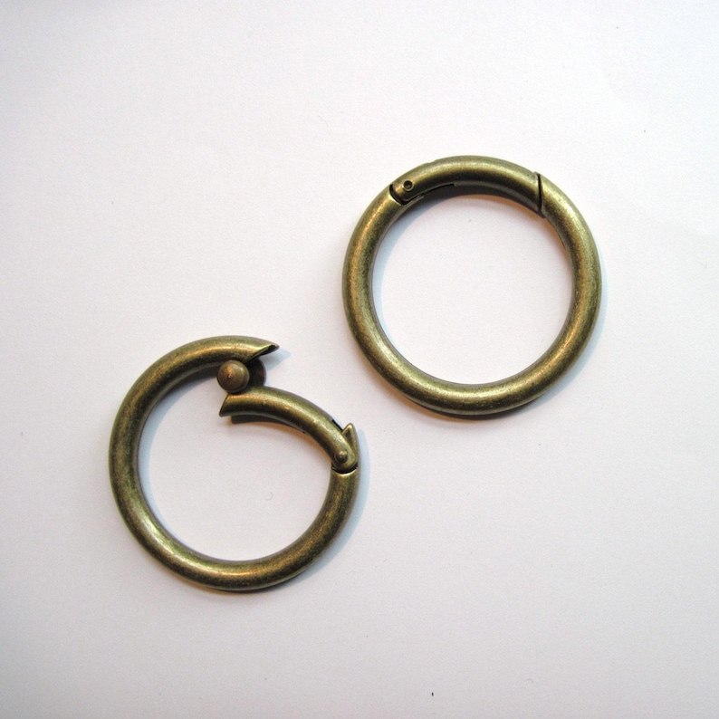 Hinged snap ring, silver snap ring, antique brass snap ring, making making rings, bag repair snap rings, bag making hardware, UK bag repairs image 2