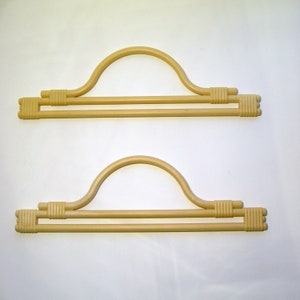 Bag Handles, cane effect pair, pair of bag handles, bag making supplies, purse notions, bag making handles, knitting bag handles, UK shop