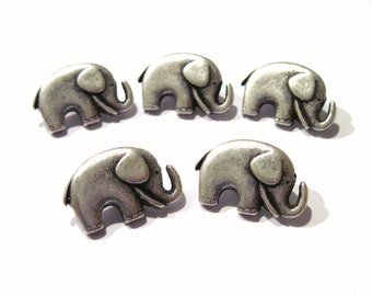 Elephant buttons, 5x metal elephant buttons, childrens buttons, elephants buttons, novelty buttons, cute animal buttons, UK haberdashery,