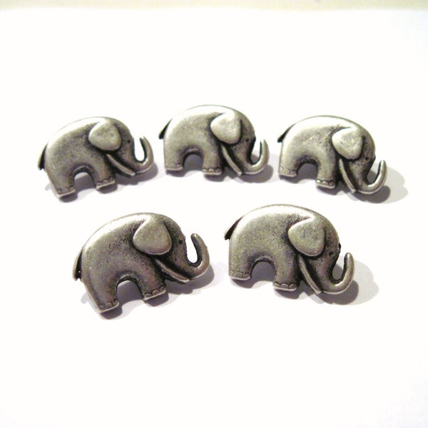 Elephant buttons, 5x metal elephant buttons, childrens buttons, elephants buttons, novelty buttons, cute animal buttons, UK haberdashery,