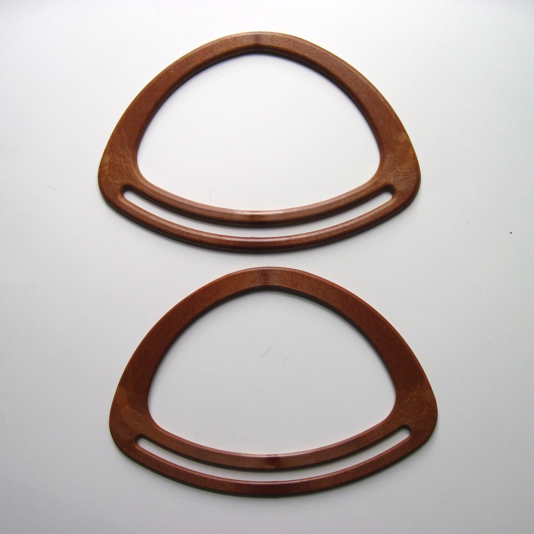 Bag Handles, Pair, Brown Wooden Effect, Triangle Bag Handles, Bag Making Supplies, UK Bag Making