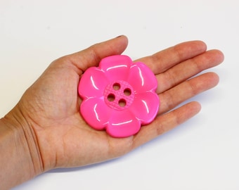 Giant flower buttons, Giant PINK flower buttons 6.5cm, extra large buttons, huge novelty button, giant children's buttons, UK buttons shop