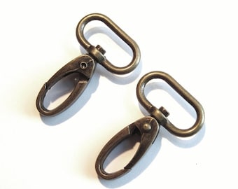 1" swivel snap hooks - antique brass, bag making supplies, bag strap hooks, leather bag repairs, bag making hardware, UK bag making supplies