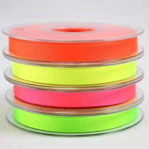 Neon PINK ribbon, fluorescent pink ribbon, hi viz ribbon, 10mm neon ribbon, neon trim, UK haberdashery, sewing supplies, UK shop