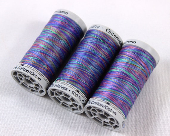 Rainbow Thread, Mermaid Variegated Cotton Thread, Gutermann